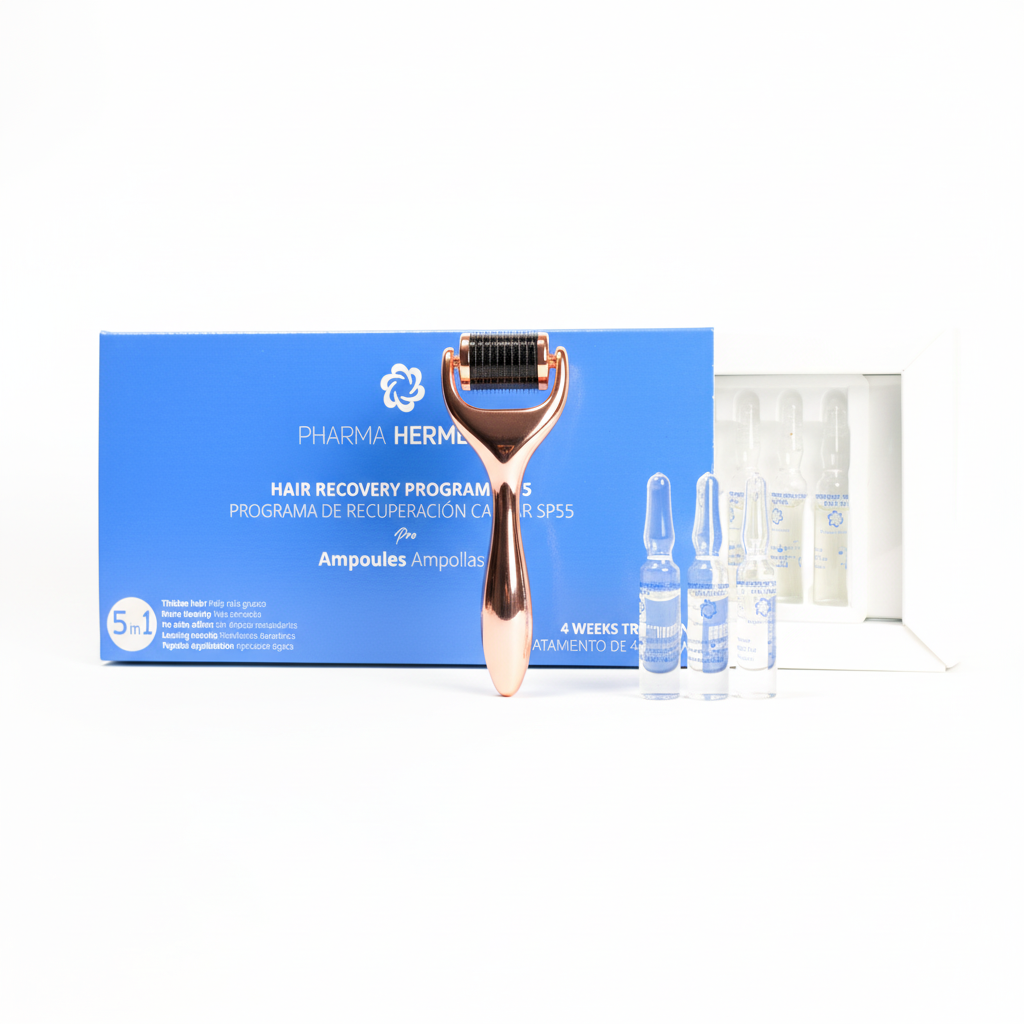 Pharma Hermetic Behandlingspaket – Ampuller + Dermaroller för Tunt Hår